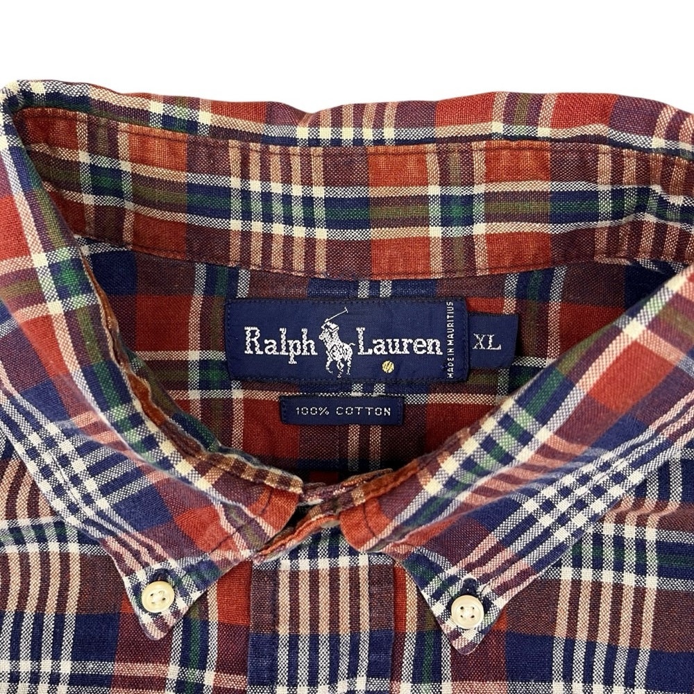 Ralph Lauren Mens Long Sleeve Button Up Checkered Shirt XL Red Blue Green Cotton - Picture 2 of 6